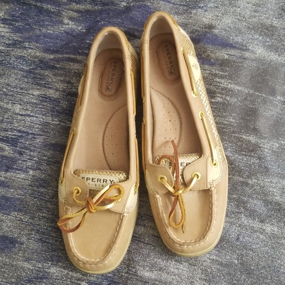Gold and Tan Sperry Topsiders